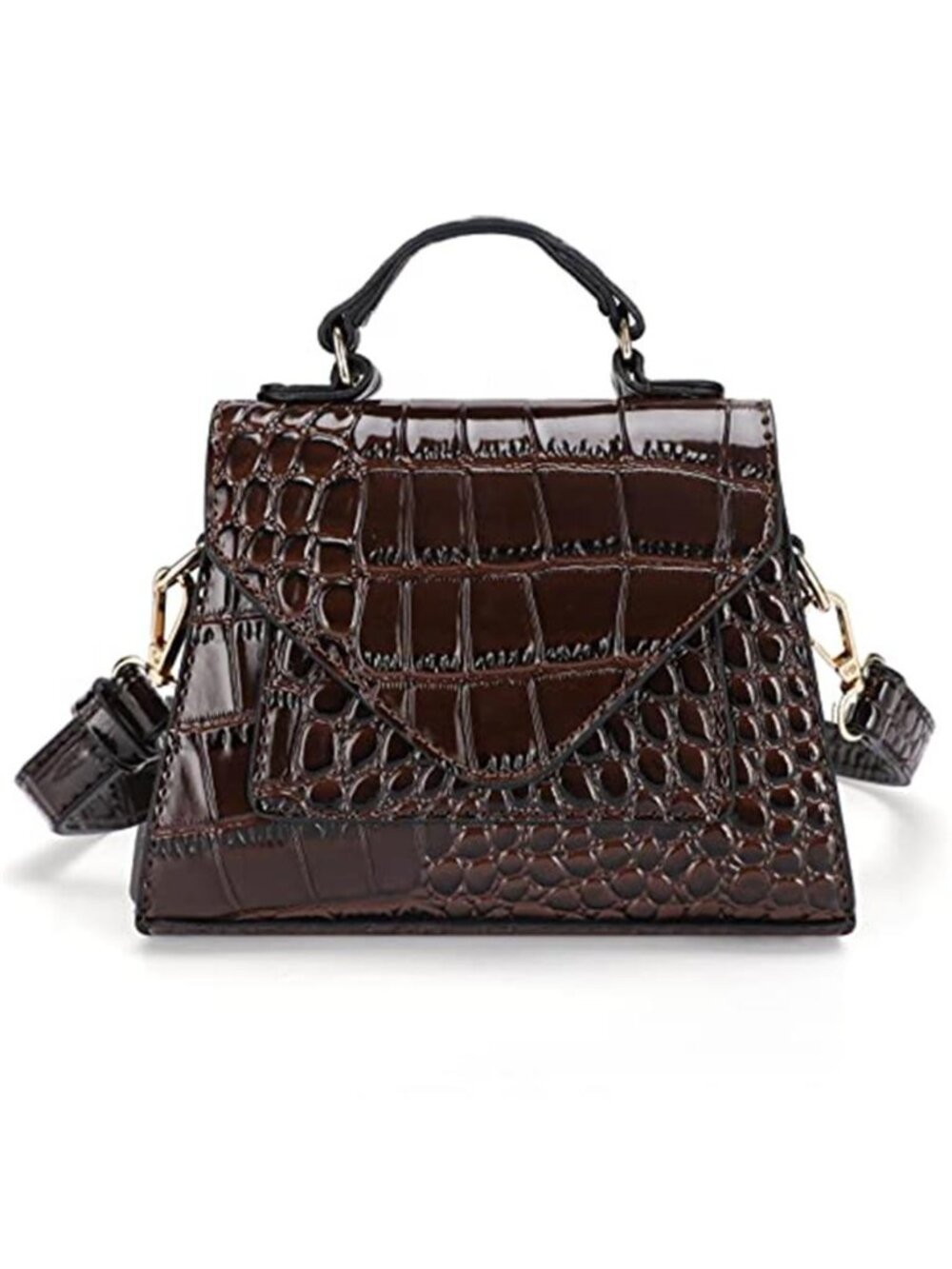 Mini Croc Crossbody Bag Women Vegan Leather Shoulder Purse Top Handle Handbag